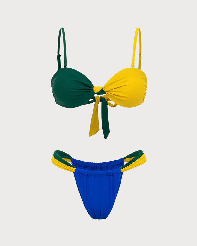 Contrast Twist Bikini Set
