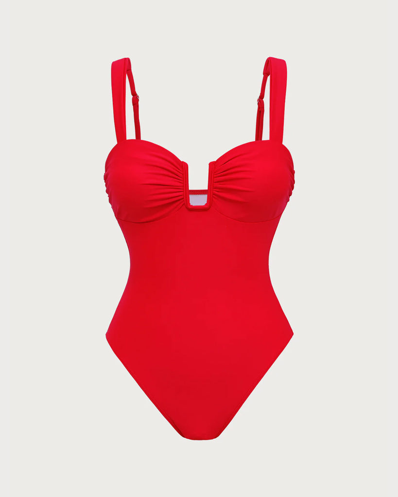 Red Cut Out Bralette One-Piece