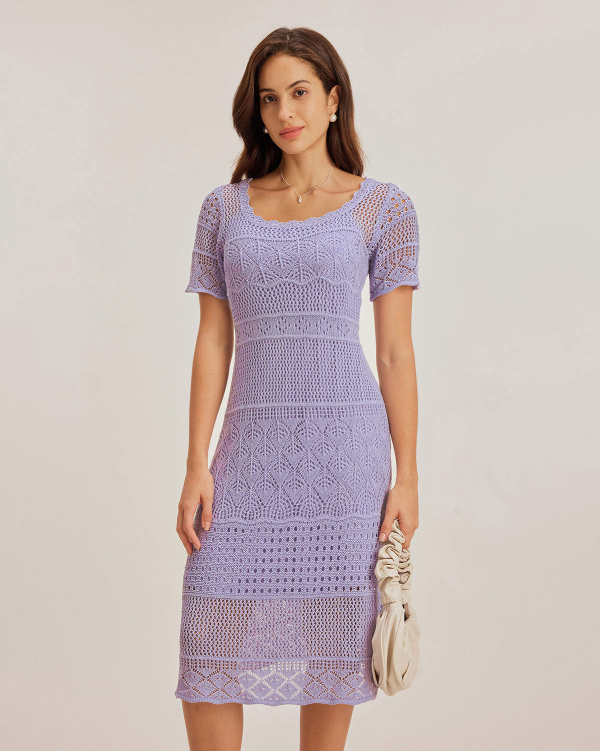 Purple U Neck Cut Out Sweater Dress