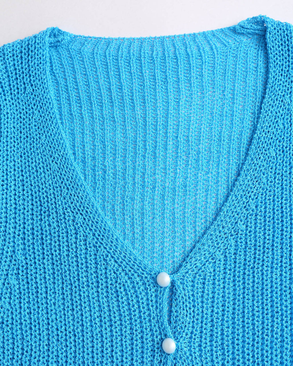 Blue V Neck Knit Cardigan