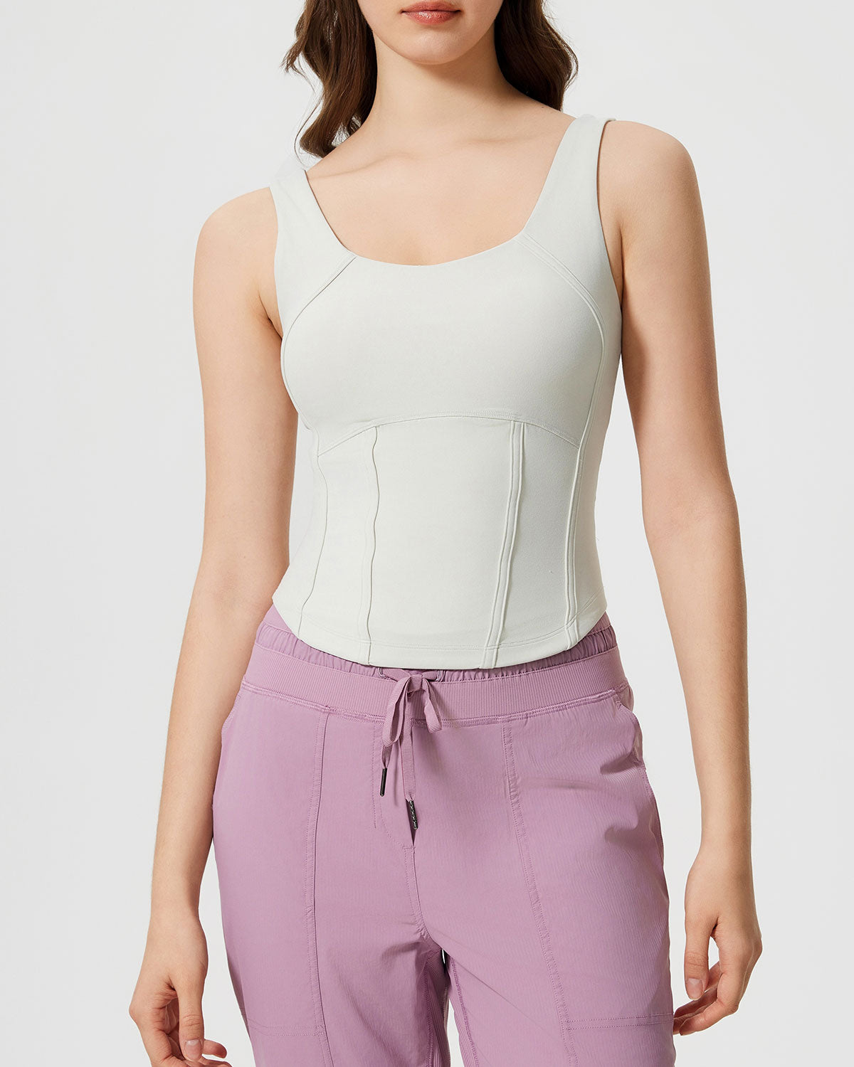 White Scoop Neck Yoga Tank Top