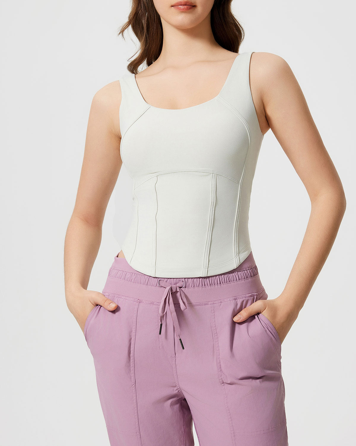 White Scoop Neck Yoga Tank Top