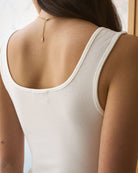 Women's White Knitted Ribbed Tank Top
