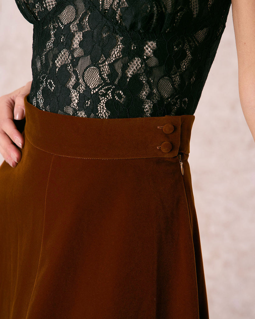 The Caramel High Waisted Solid Midi Skirt Bottoms - RIHOAS