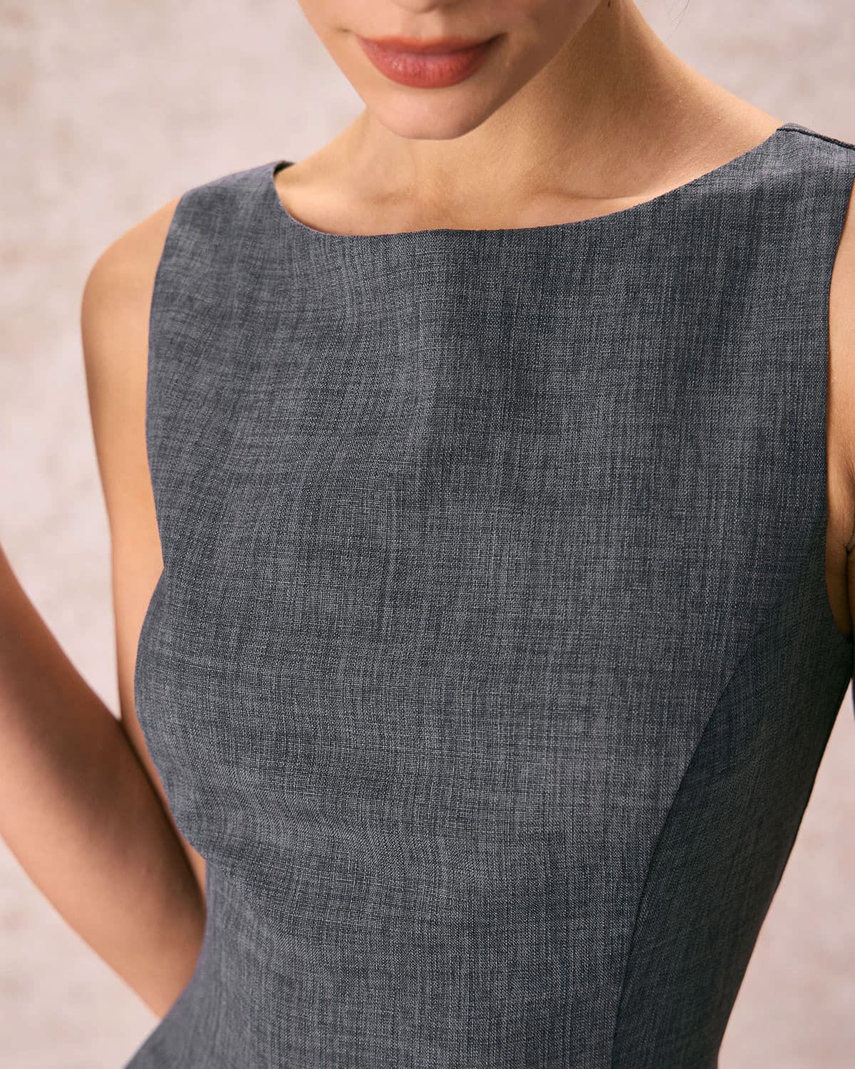 The Grey Boat Neck Sleeveless Mini Dress The Grey Boat Neck Sleeveless Mini Dress