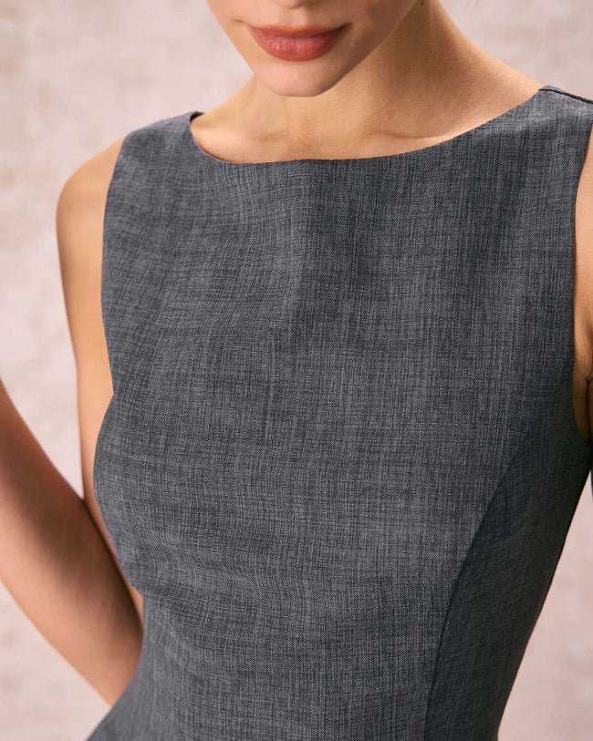 Gray sleeveless dress outlet
