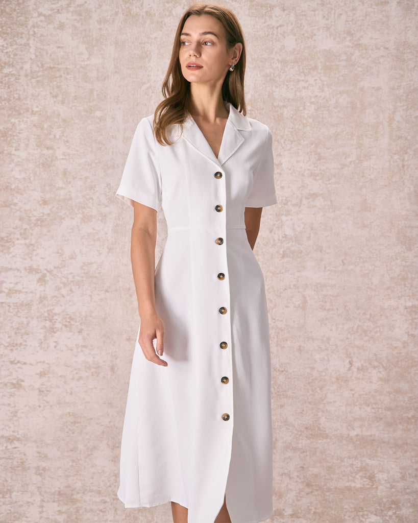 The Lapel Button Down Shirt Dress Dresses - RIHOAS