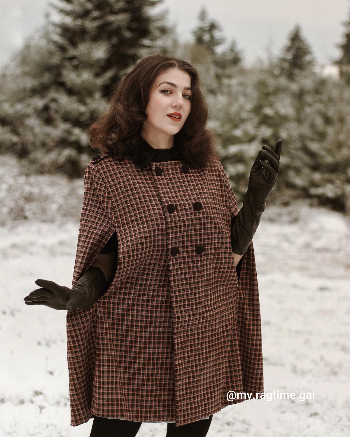 The Double-breasted Plaid Cape Coat & Reviews - Brown - Outerwear