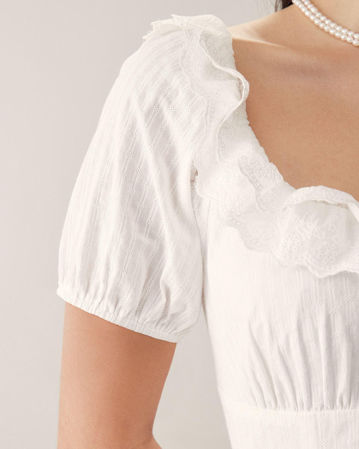 White Embroidery Puffed Sleeve Maxi Dress & Reviews - White - Dresses | RIHOAS White Embroidery Puffed Sleeve Maxi Dress & Reviews - White - Dresses | RIHOAS
