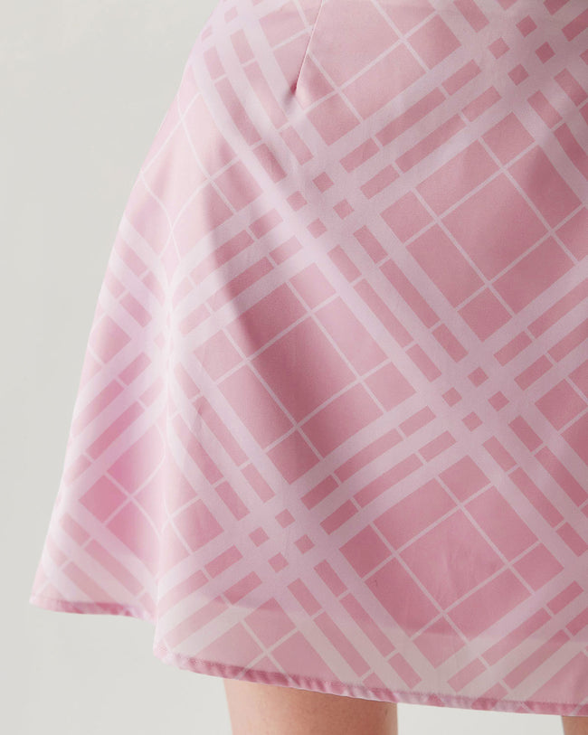 Pink Plaid A-line Mini Skirt