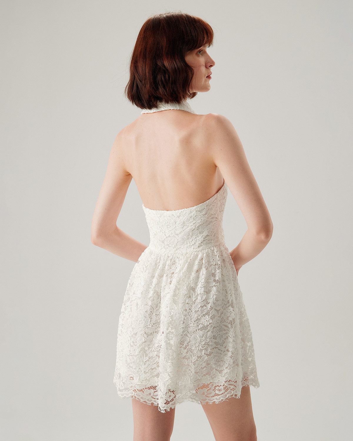 White Lace Collared Sleeveless Mini Dress