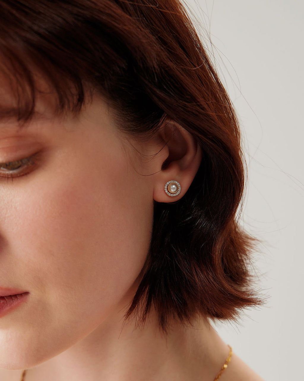 Gold Pearl Stud Earrings