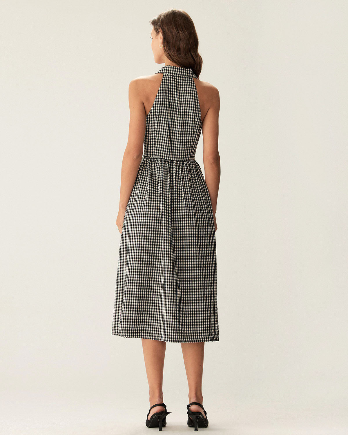 Rihoas Plaid Sleeveless Button Midi Dress for Women, Black / XL Rihoas Plaid Sleeveless Button Midi Dress for Women, Black / XL