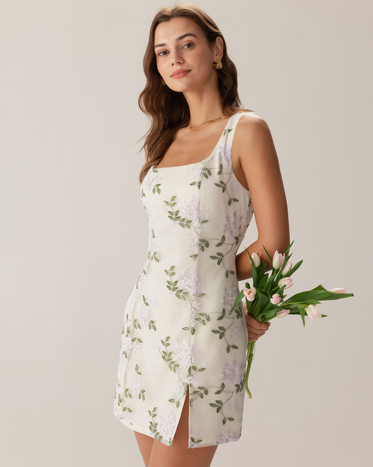 Beige Square Neck Embroidery Slit Slip Mini Dress - RIHOAS & Reviews - Beige - Dresses | RIHOAS Beige Square Neck Embroidery Slit Slip Mini Dress - RIHOAS & Reviews - Beige - Dresses | RIHOAS