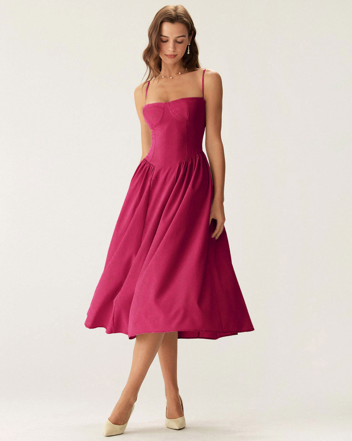knee length dresses for ladies Red Gingham Landis Midi Dress main image 0
