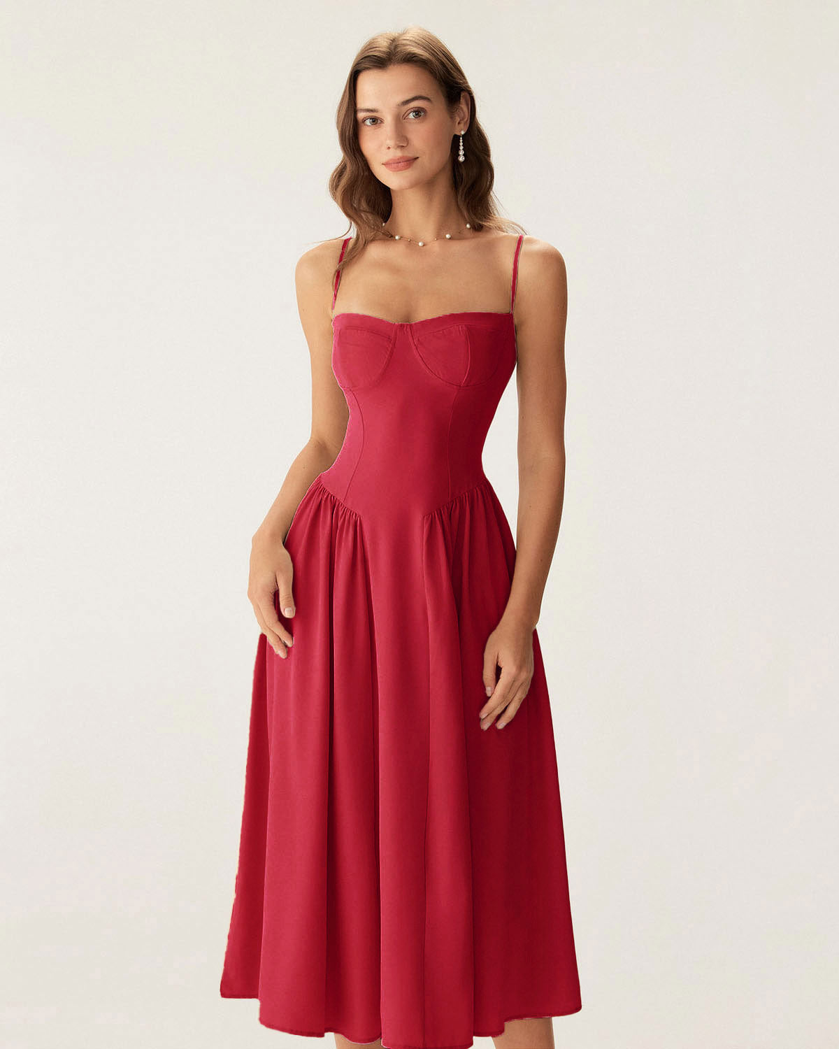 Red Square Neck Pocket Slip Midi Dress & Reviews - Red - Dresses | RIHOAS Red Square Neck Pocket Slip Midi Dress & Reviews - Red - Dresses | RIHOAS