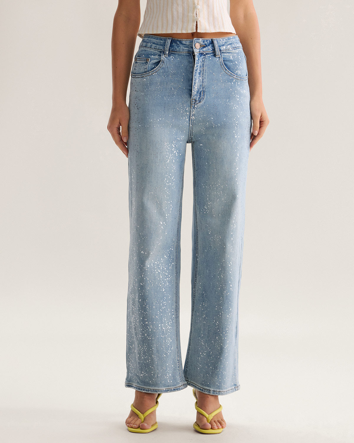 Blue Straight Sparkly Jeans