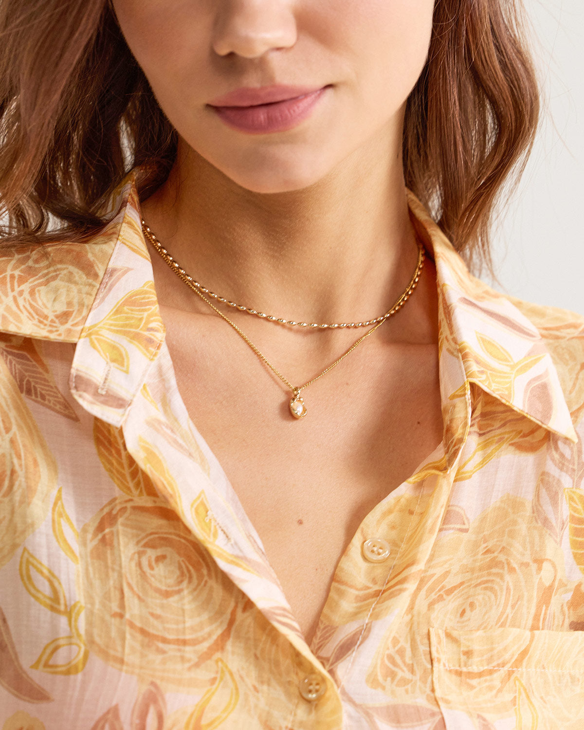 Metal Pearl Double Necklace