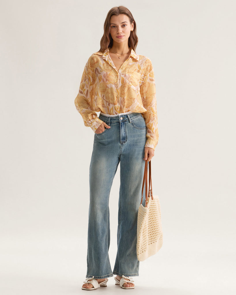 Yellow Floral Lyocell Shirt