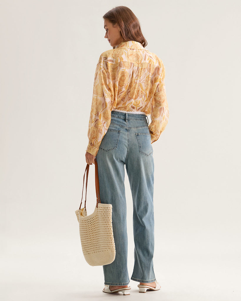 Yellow Floral Lyocell Shirt