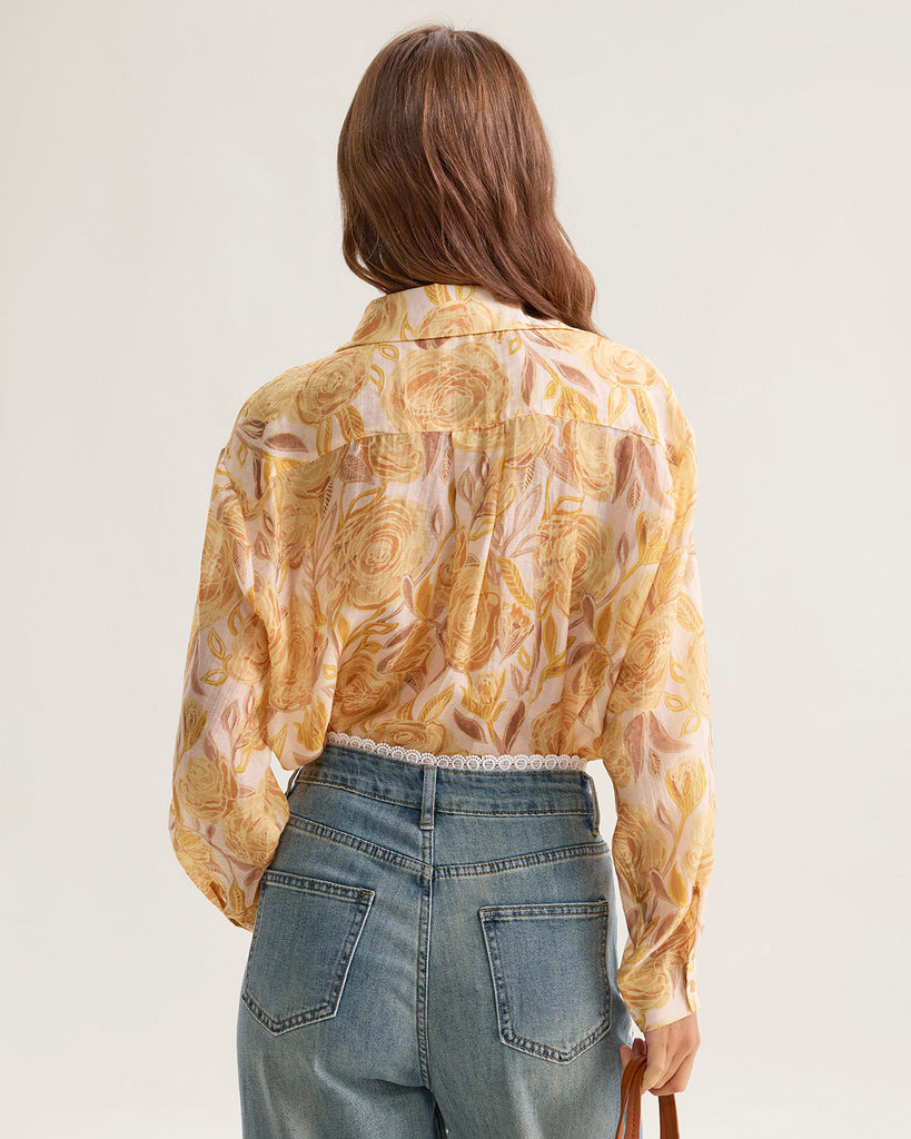 Yellow Floral Lyocell Shirt