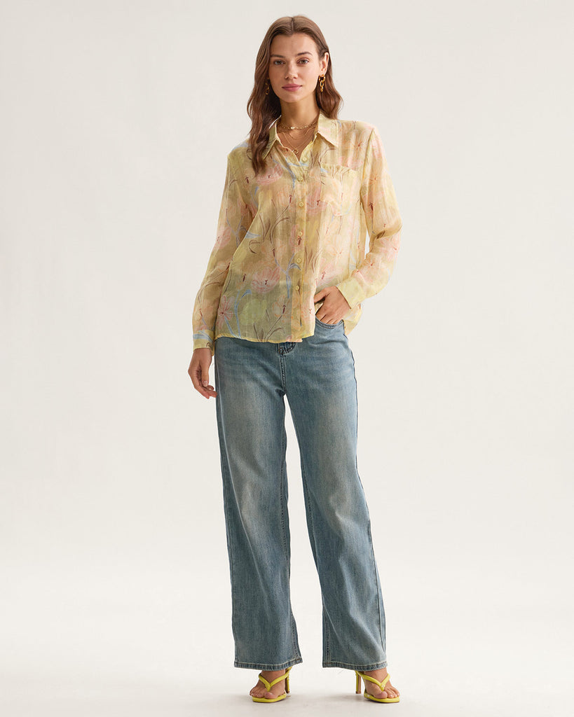 Yellow Floral Button Chelsea Shirt