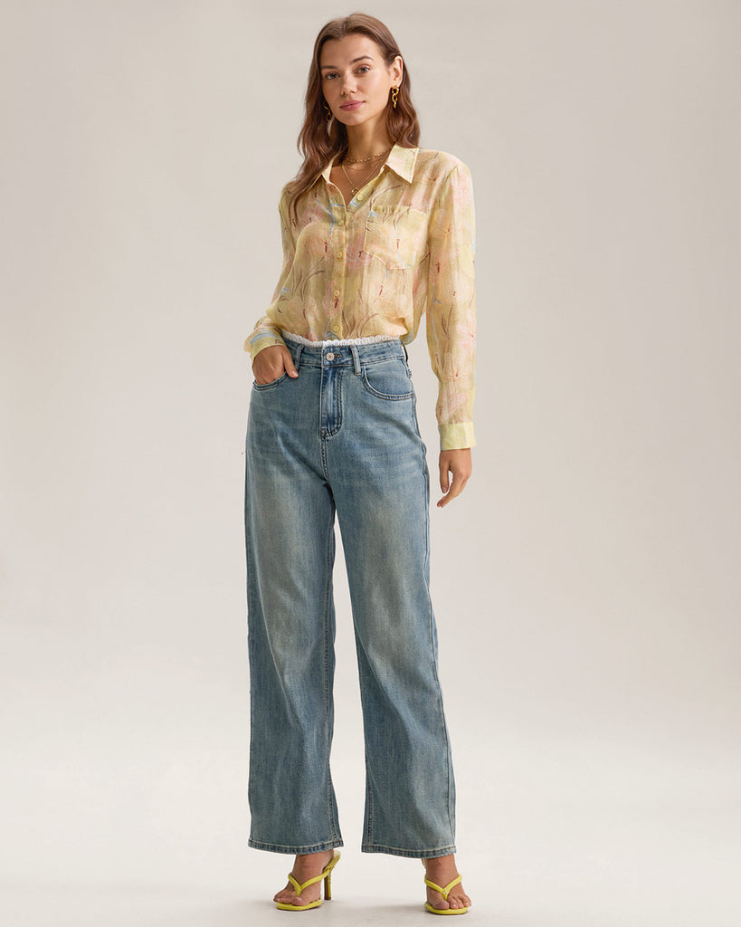 Yellow Floral Button Chelsea Shirt