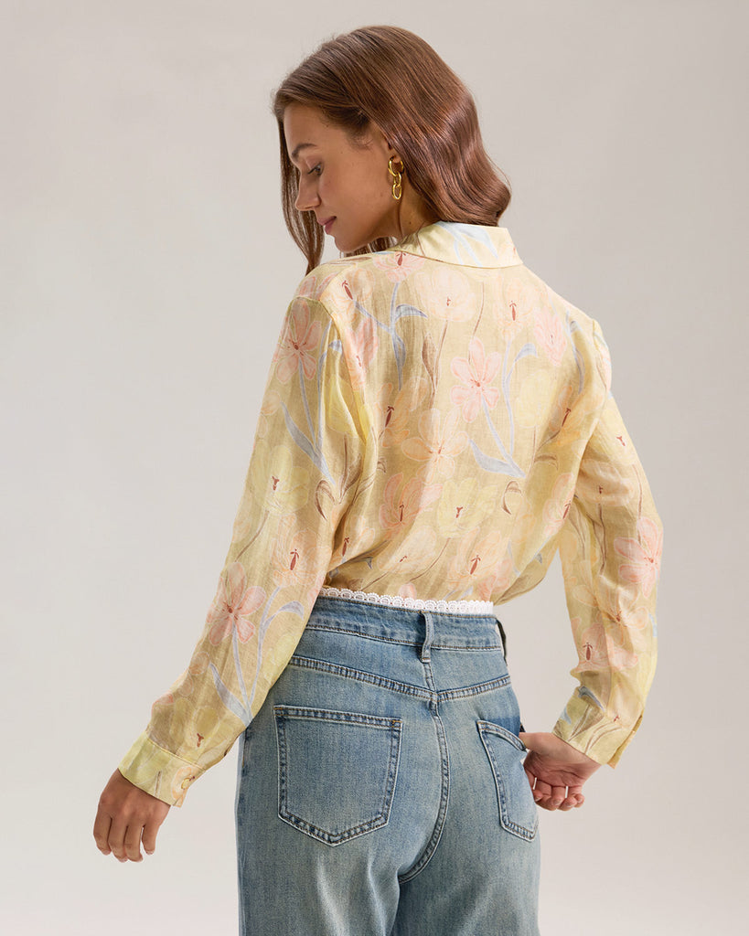 Yellow Floral Button Chelsea Shirt