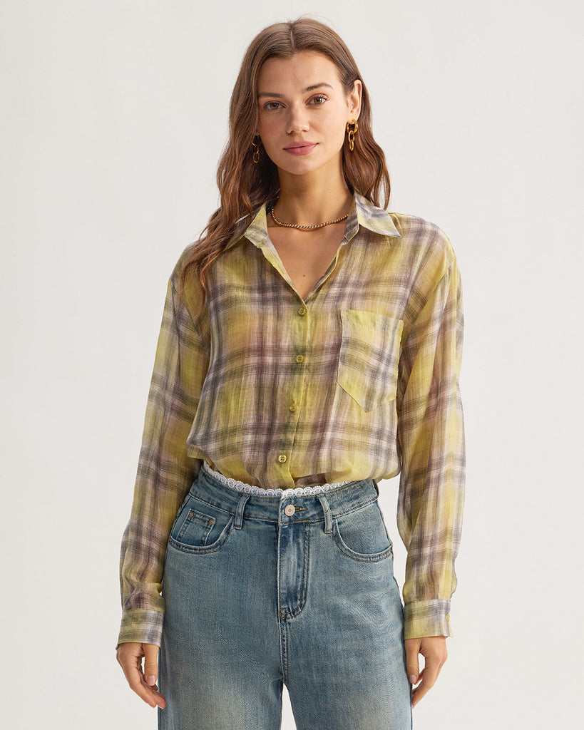 Yellow Plaid Lyocell Shirt