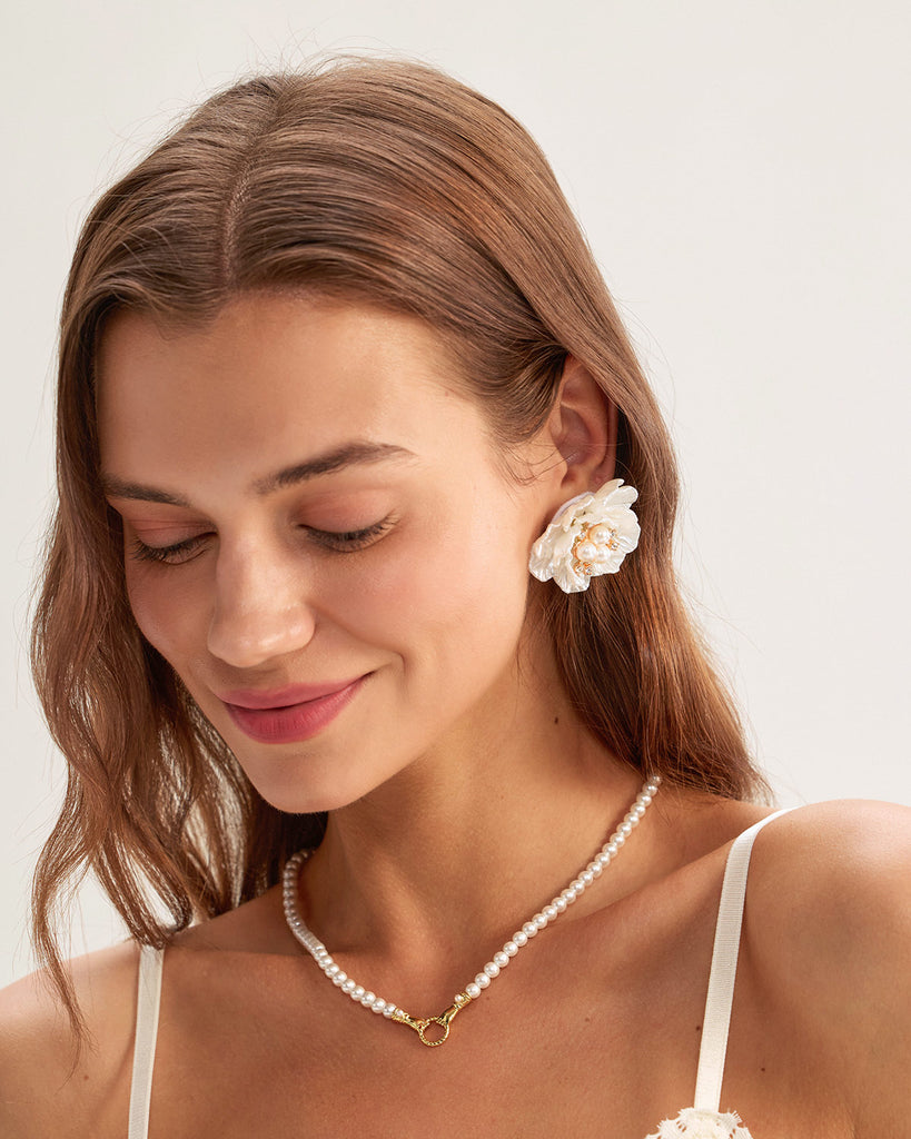 White Pearl Earrings