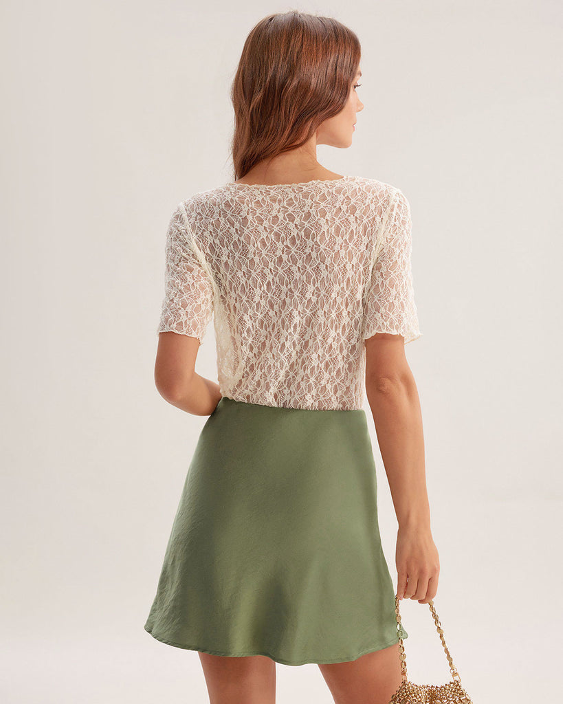 Beige Round Neck Textured Half Sleeve Tee