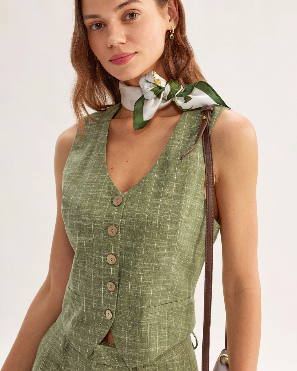 Green Striped Scoop Neck Vest