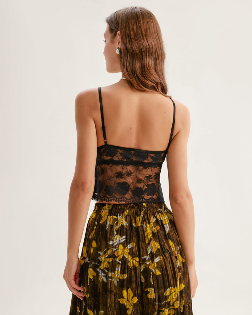 Black Lace V Neck Bustier