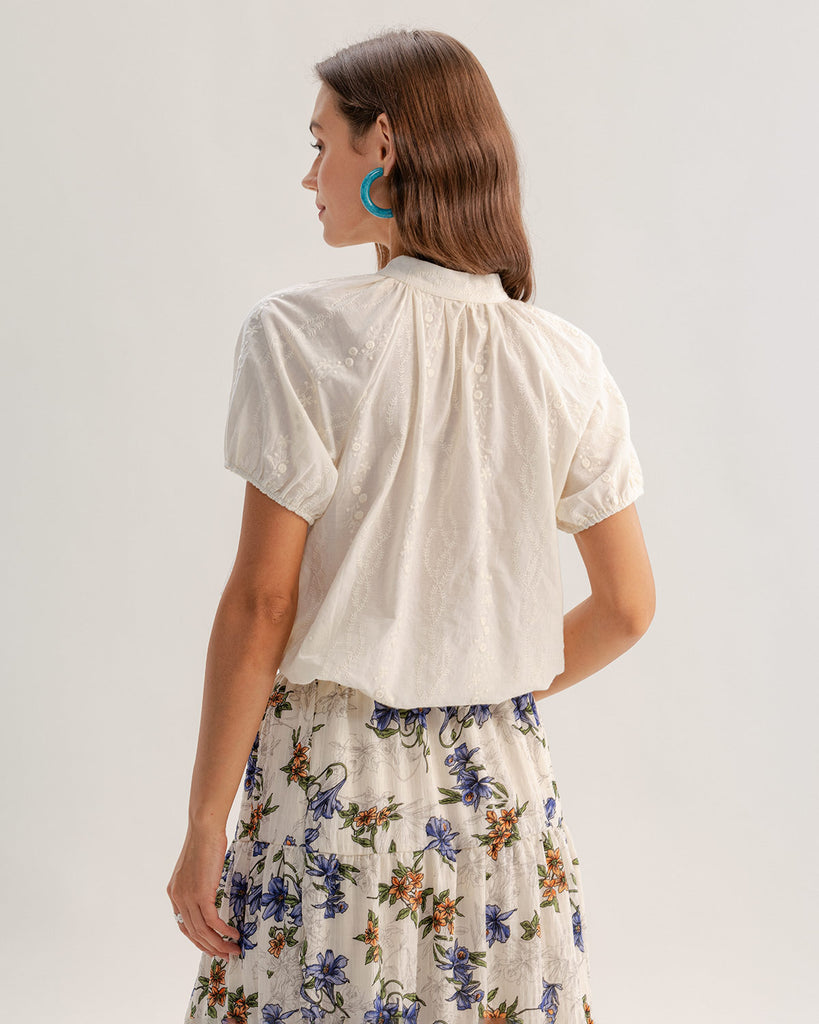Beige Mock Neck Textured Tee