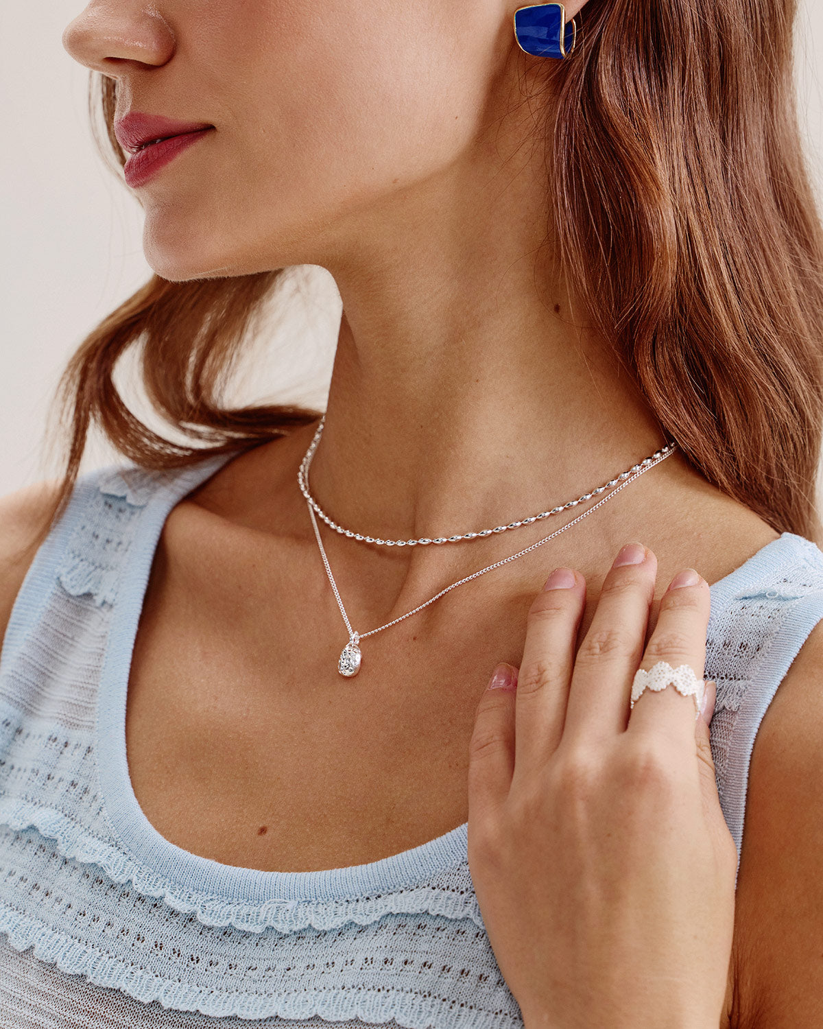 Metal Pearl Double Necklace