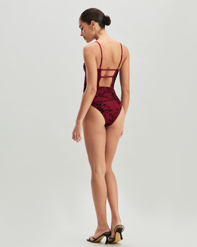 Red Floral One-Piece Swimsuit