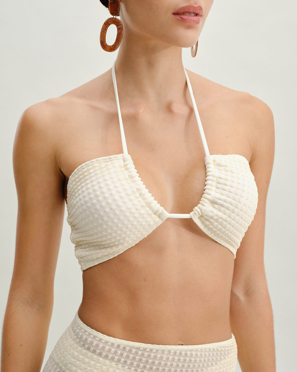 Beige Strapless Bikini Set