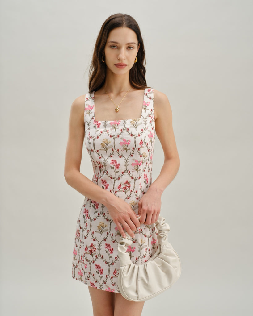 Floral Square Neck A-Line Slip Mini Dress