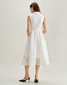 White Striped Sleeveless Midi Dress