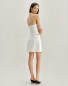 White Halter Button Vest