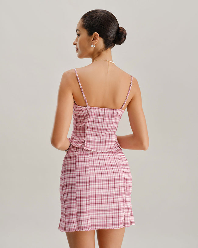 Pink Plaid Straight Mini Skirt & Reviews - Pink - Bottoms