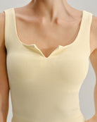 Yellow V Neck Ribbed Knit Tank Top
