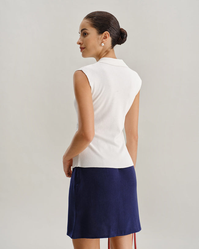 White Ruched Single Breasted Cardigan