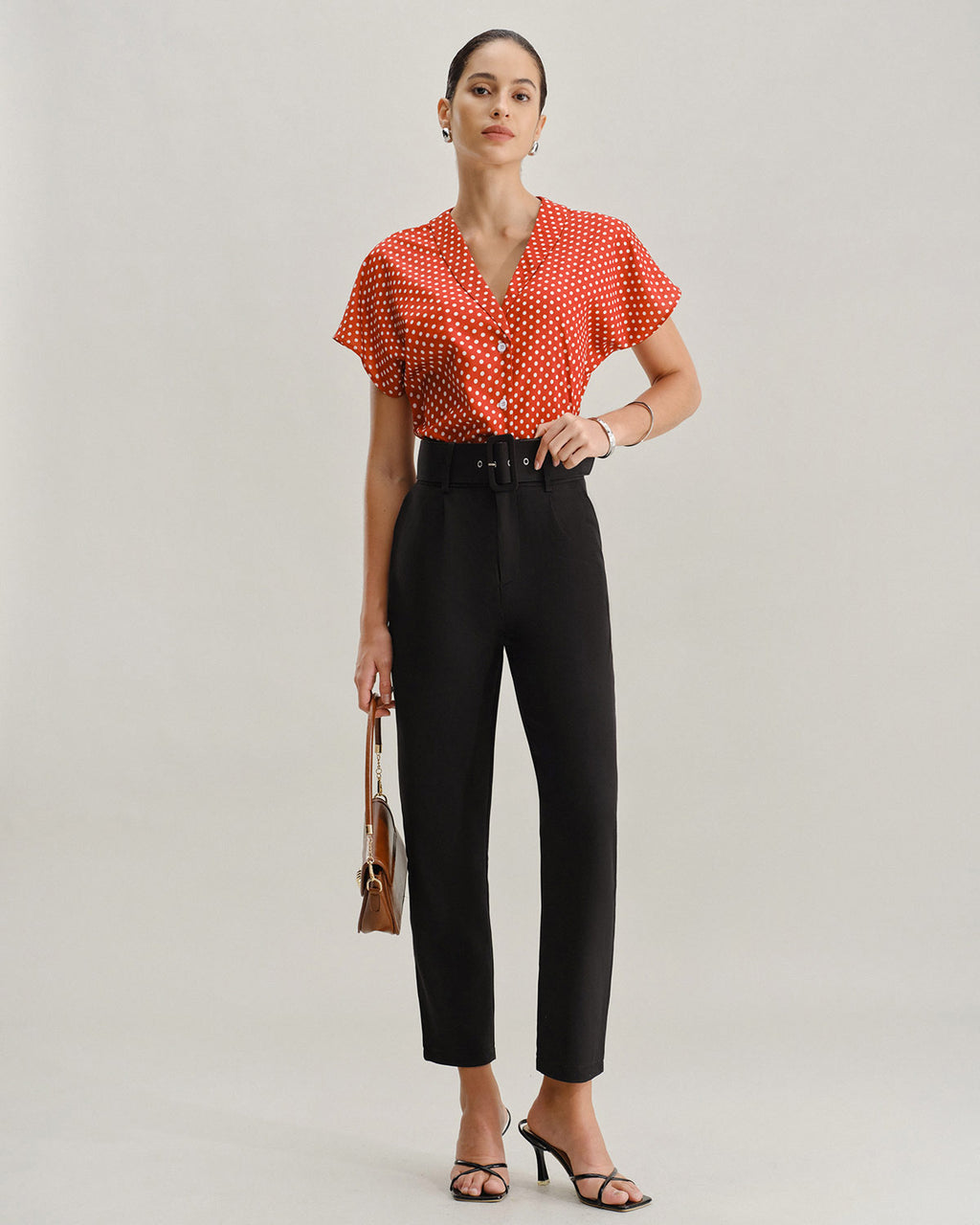 Red Polka Dot Button Blouse