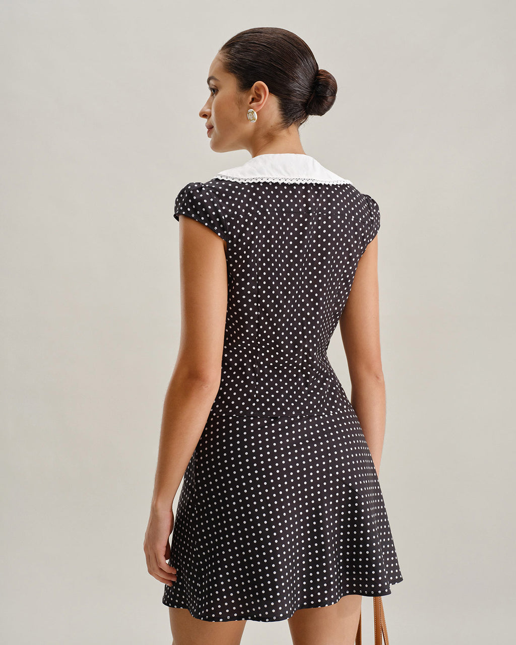 Black Polka Dot Cap Sleeve Shirt