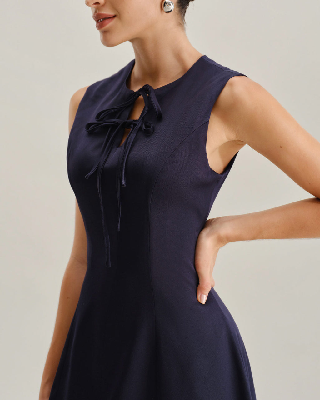 Blue Round Neck Sleeveless Mini Dress