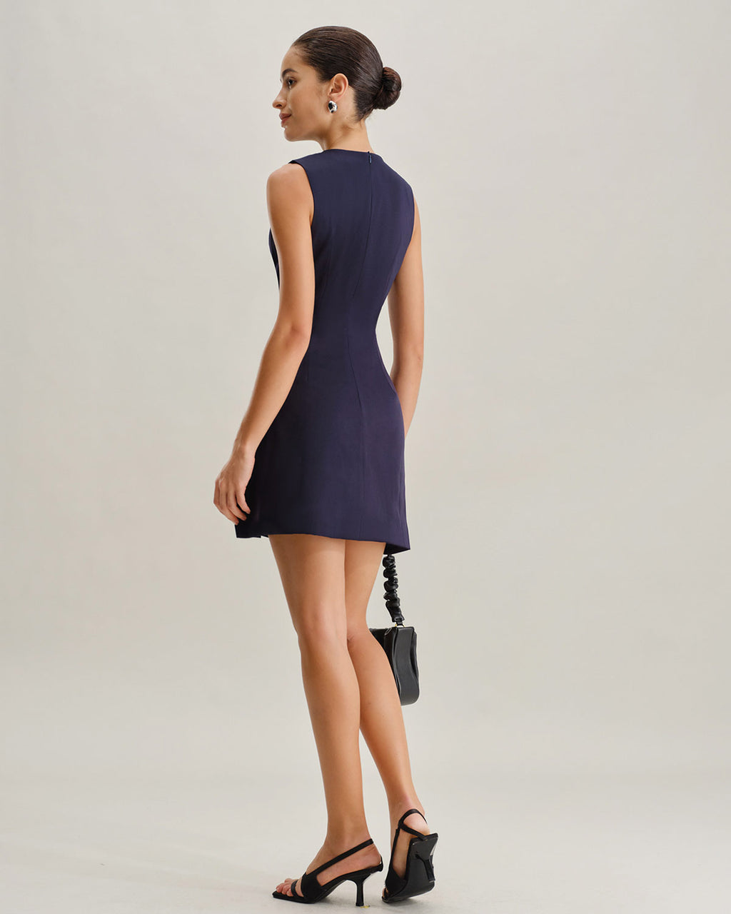 Blue Round Neck Sleeveless Mini Dress