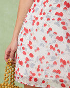 White Floral V Neck Ruffle Mini Dress