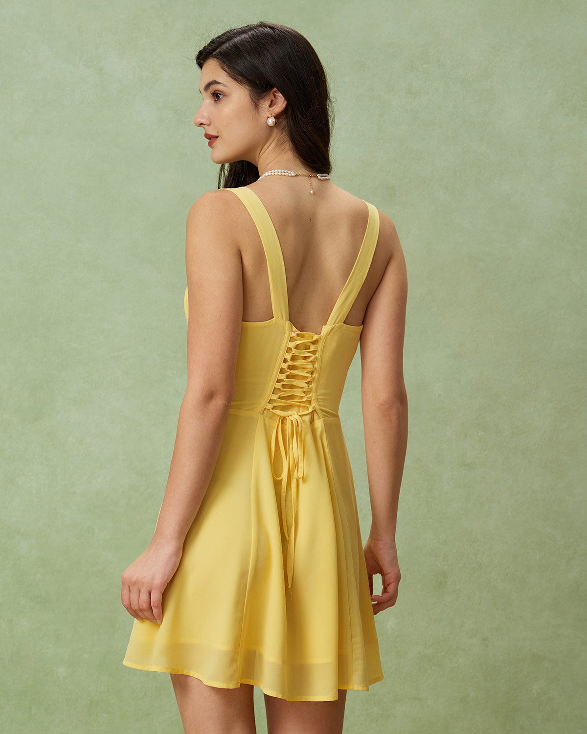 Yellow Square Neck Ruched Mini Dress & Reviews - Yellow - Dresses | RIHOAS Yellow Square Neck Ruched Mini Dress & Reviews - Yellow - Dresses | RIHOAS