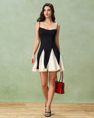 Black Contrast Slip Mini Dress